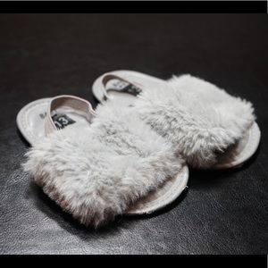 Grey Fluffy Slides